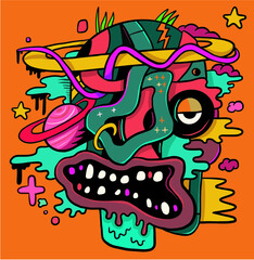 Colorful skull abstract with on eyes open