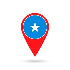 Map pointer with contry Somalia. Somalia flag. Vector illustration.