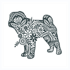 Animal Mandala with Flower. Vintage decorative elements. Oriental pattern, vector illustration.