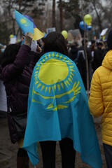 Peaceful protest in Almaty support of Ukraine 