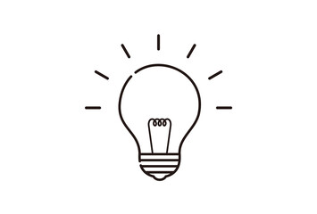 ピカっと光る豆電球：アイデア・ひらめきのイメージ素材