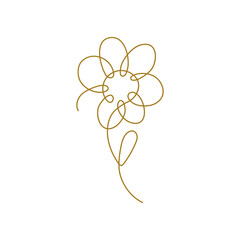 Single continuous line drawing icon flowers. Sunflower in one continuous line. Minimalist linear sketch. Vector illustration