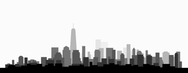 Simplicity modern cityscape skyline on white background.