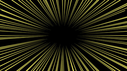 Obraz premium 黒背景に黄色の集中線のベクター素材