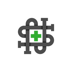 Obraz premium letter S and N monogram logo with a green cross shape.