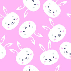 pattern with white rabbit. hare head in a seamless pattern. vector illustration, eps 10.