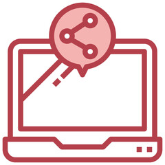 LAPTOP red line icon,linear,outline,graphic,illustration