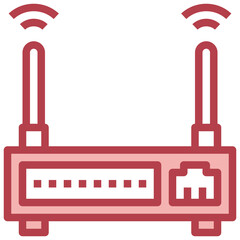 WIFI ROUTER red line icon,linear,outline,graphic,illustration