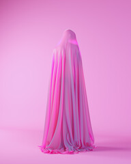 Ghost Figure Pink Purple Lavender Woman Halloween Spirit Pose 3d illustration render
