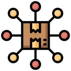 DISTRIBUTIONR filled outline icon,linear,outline,graphic,illustration