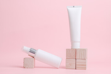 Plain white cosmetic product packaging mockup. Enter your brand's design or logo