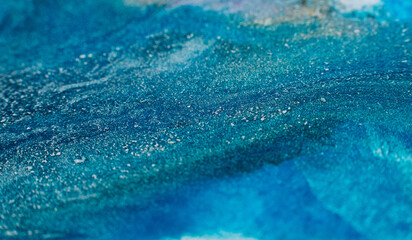 Paints blend. Abstract background design. Blue inks mix