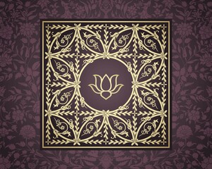 water lily, wedding card design, royal India	