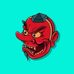 Japanese tengu mask, Vector illustration eps.10