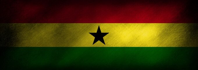 Flag of Ghana on an old looking background
