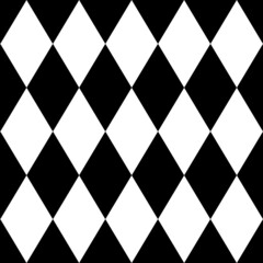 Basic Black and White Rhombus Geometric Square Seamless Pattern