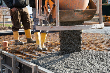 construction workers. concrete construction. boots
