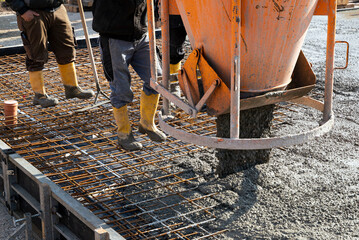 construction workers. concrete construction. boots