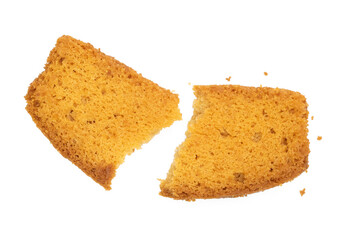 crispy rusk,cake rusk or dry cake isolated on white background.
