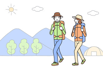 カップルで登山、トレッキング