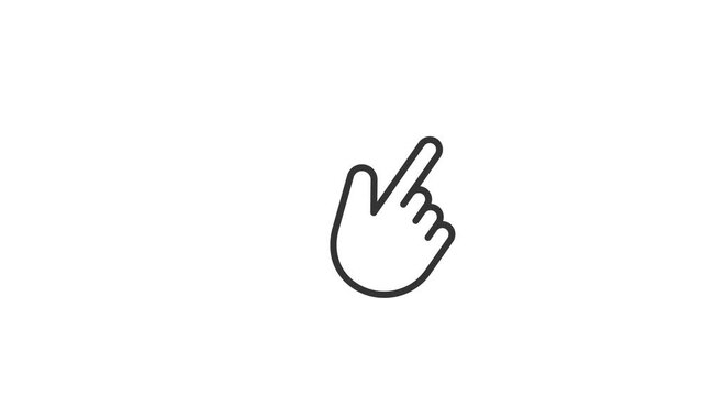Finger swipe left gesture animation on the white transparent background with alpha channel included.