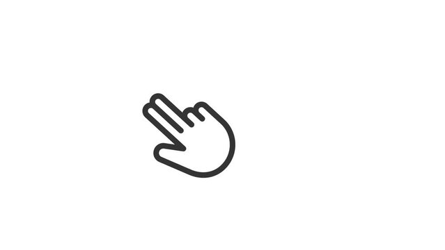 Two fingers swipe right gesture animation on the white transparent background with alpha channel included.