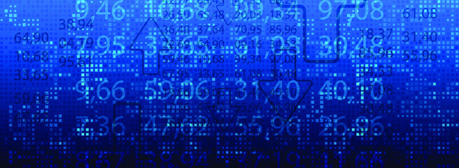 finance symbols on color background	