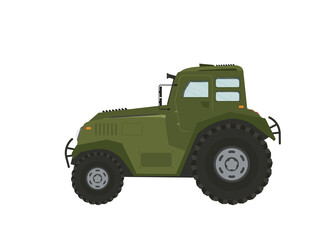 Flat tractor on white background. Tractor icon vector illustration.