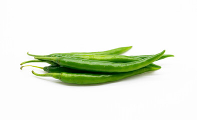 green chili pepper isolated on white background