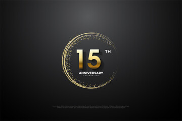15th anniversary background with number illustration.