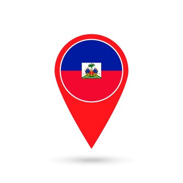 Map pointer with contry Haiti. Haiti flag. Vector illustration.