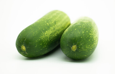 close-up, Two cucumbers on an isolated white background