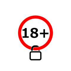 Age restriction from 18 years old icon isolated on white background