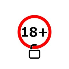 Age restriction from 18 years old icon isolated on white background