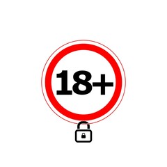 Age restriction from 18 years old icon isolated on white background