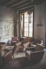 old armchairs in a lostplace