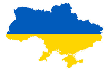 ukraine map silhouette with country colors