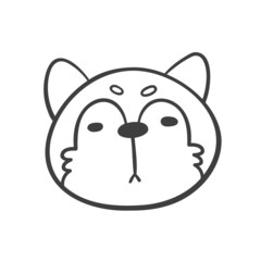 Hand drawn lines. The face of a cute Siberian Husky dog.
