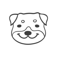 Hand drawn lines. The face of an adorable Rottweiler puppy.