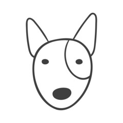Hand drawn lines. The face of an adorable Bull Terrier puppy.