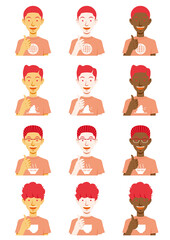 イイネ！のポーズをする男性のイラストセット