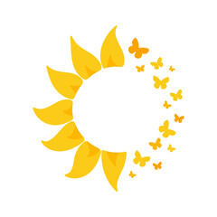 blooming yellow sunflowers full of sunflower seeds inside for decorating welcome cards