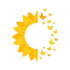 blooming yellow sunflowers full of sunflower seeds inside for decorating welcome cards