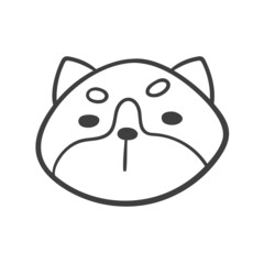 Hand drawn lines. The face of an adorable Shiba Inu puppy.