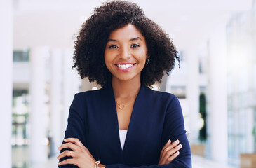 I am proud of how far I have come. Cropped portrait of an attractive young businesswoman smiling...