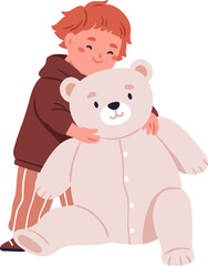 Cute Smiling Kid with Teddy Bear Illustration
