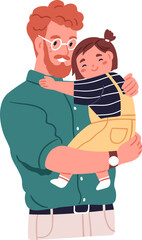 Father Holding Cute Daughter in his Arms Illustration