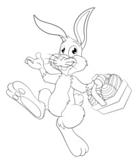 Easter Bunny Cartoon Rabbit With Eggs Basket