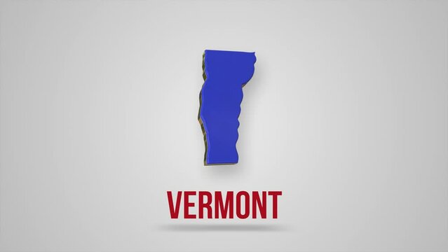 Abstract line animation Vermont State of USA. Vermont state United States of America. Outline map of Vermont federal state