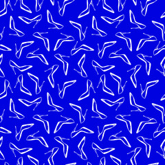 Seamless pattern with high heels glamour shoes. Hand drawn pattern white pumps isolated on cobalt blue background. Design for textile, wrapping paper, curtains, clothes, home decor.